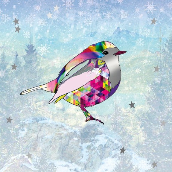 Geometric Robin – Foiled Christmas Card