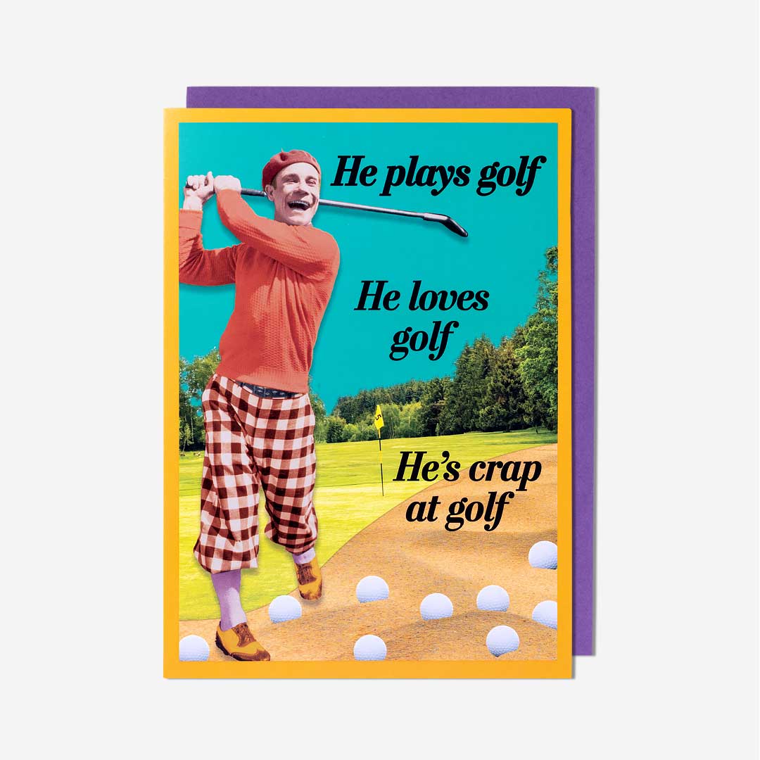 He Plays Golf Birthday Card