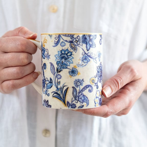 Paisley Blue Fine Bone China Mug