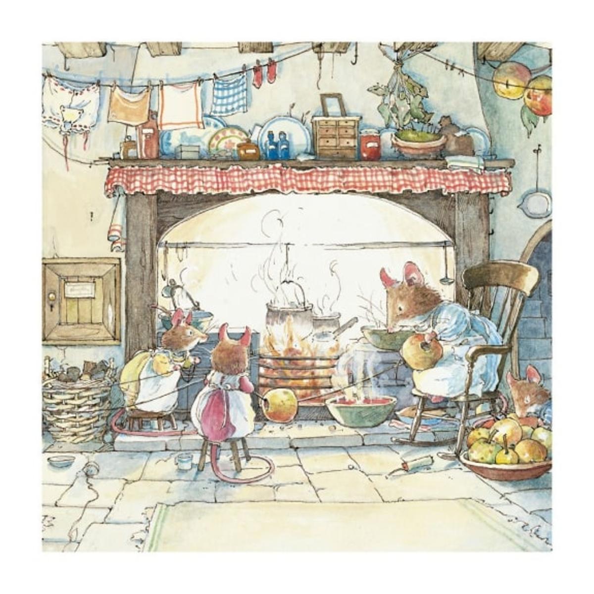 Brambly Hedge Kitchen at Crab Apple Cottage Greeting Card