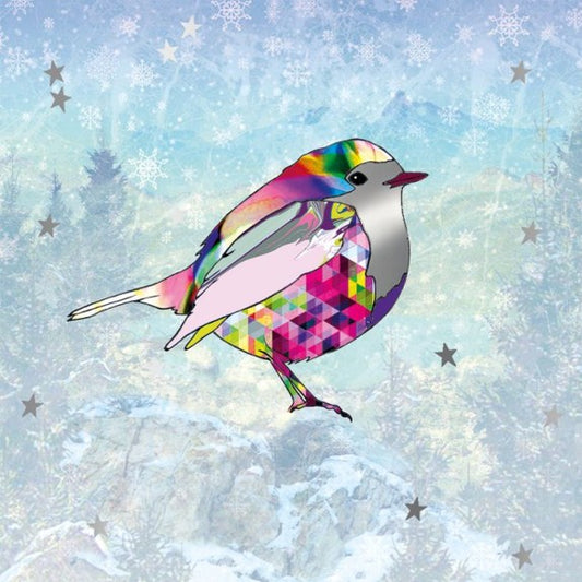 Geometric Robin – Foiled Christmas Card