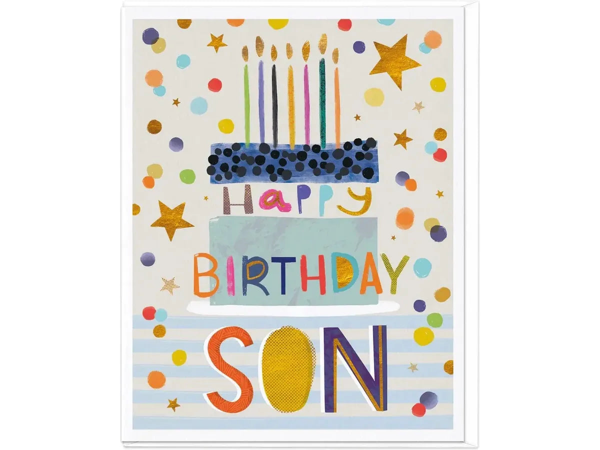 Cake, Stars and Confetti Son Birthday Card image 0