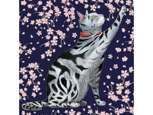 Sakura Cat Greeting Card By Cathrine Row image 0