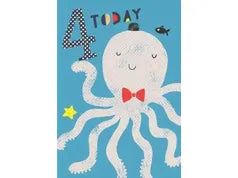 Octopus 4 Today Birthday Card image 0