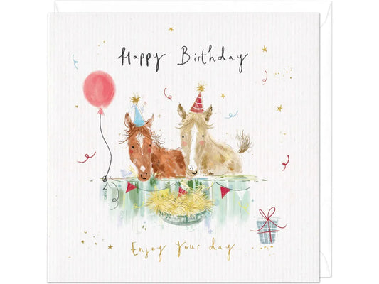 Horse's in Stable Birthday Card image 0