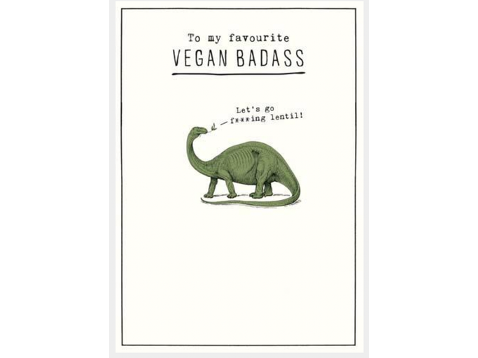 Vegan Badass Dinosaur Birthday Card image 0