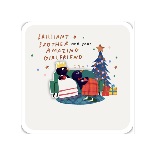 Brother and Girlfriend Christmas Card – Cosy Penguin Design