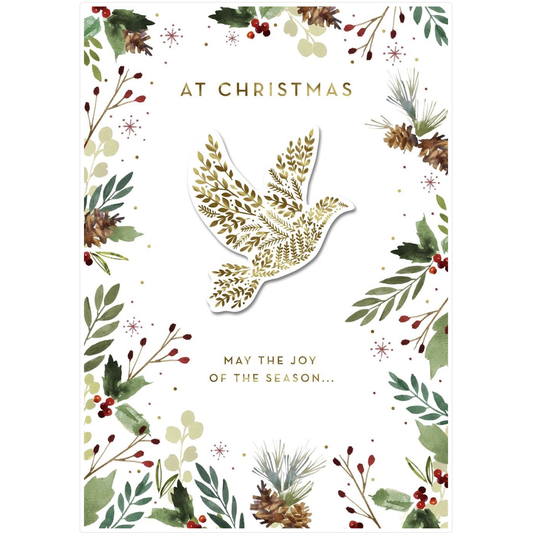 Christmas Dove Card – Gold Foil Peace Design