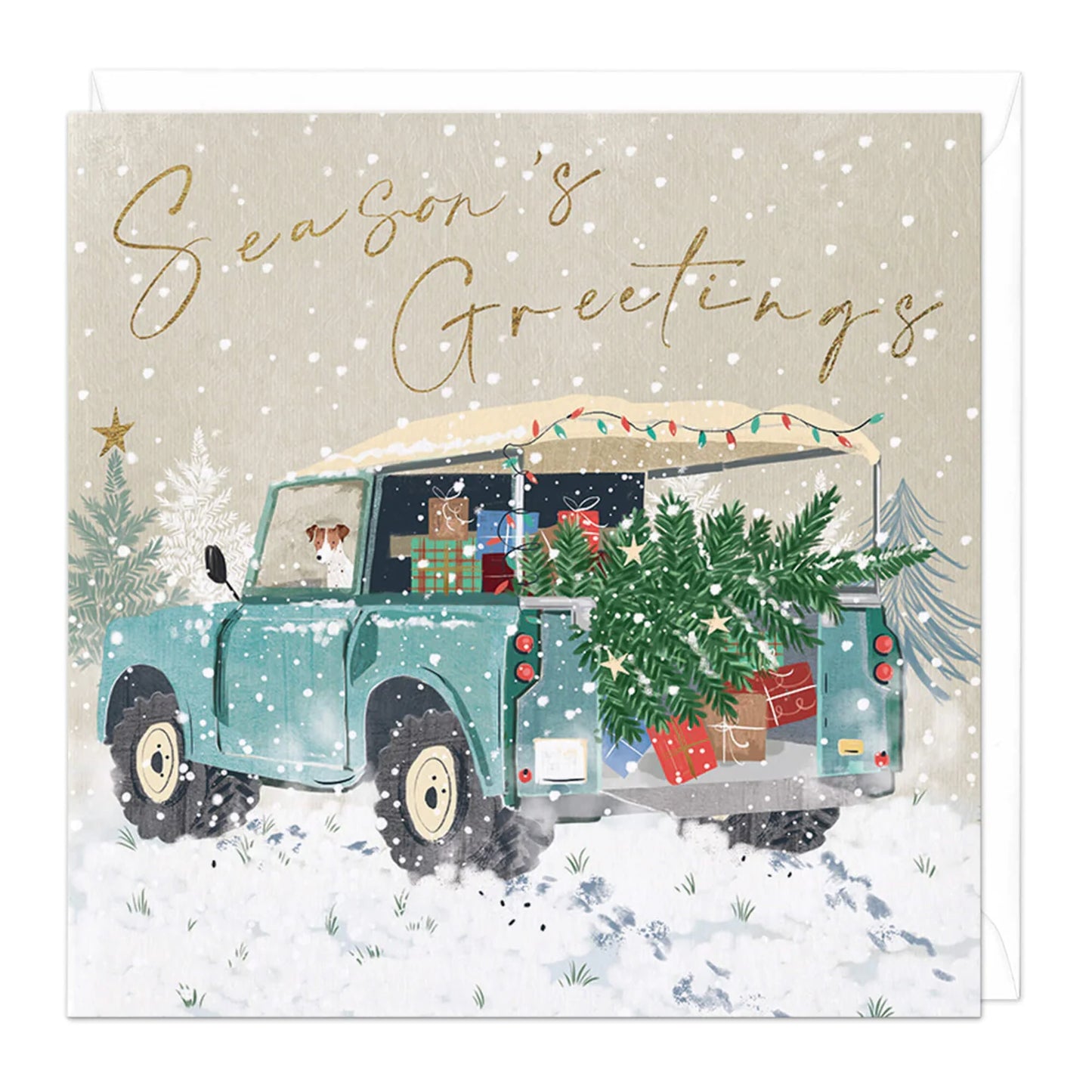 Season’s Greetings Dog & Land Rover Christmas Card