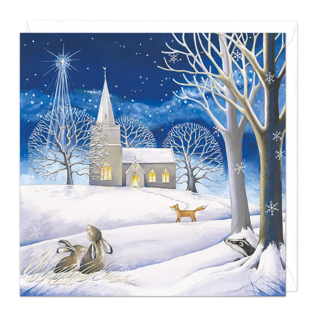 Snowy Church Christmas Card