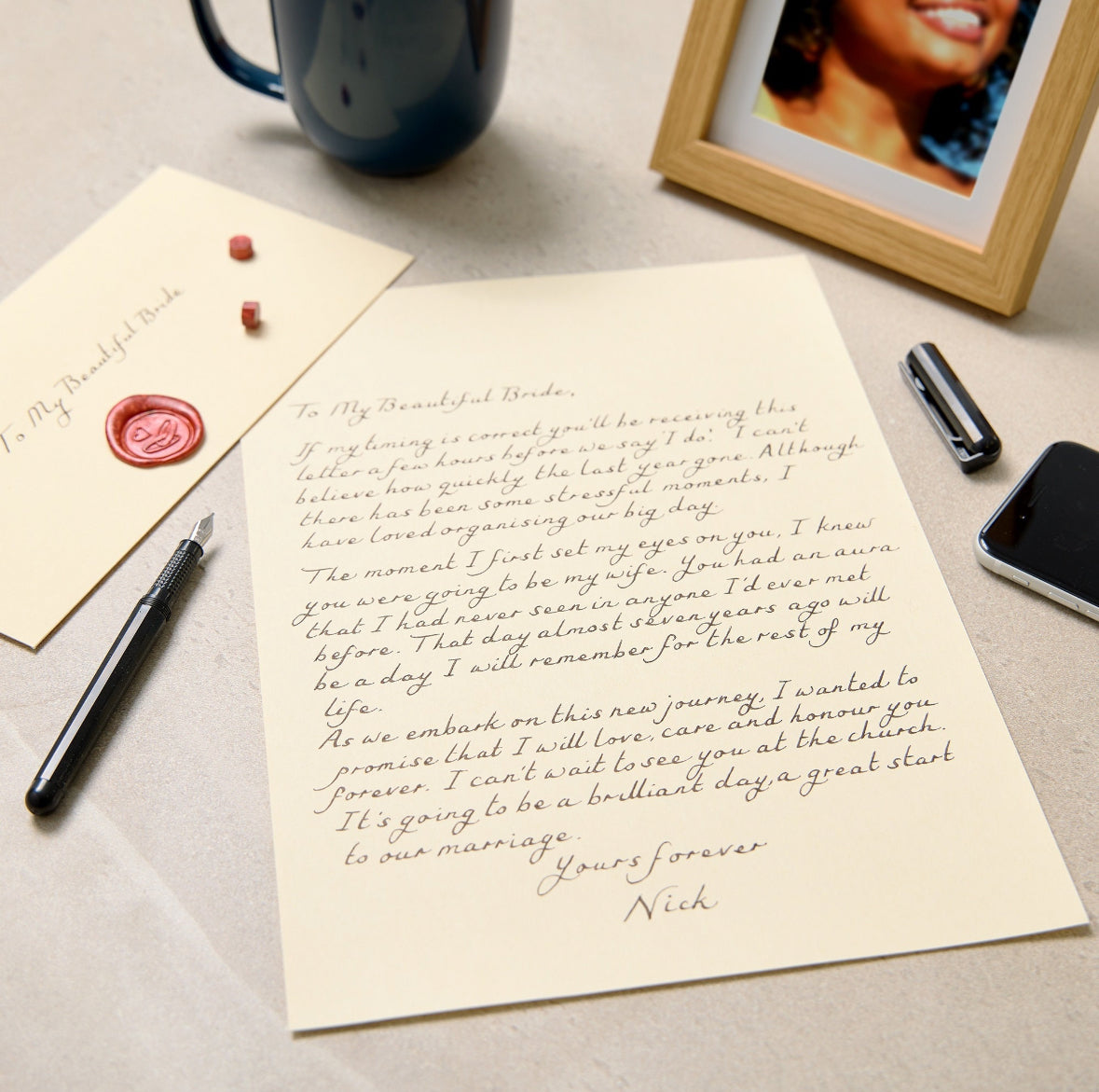 Handwritten Letter Cream Wove with wax seal