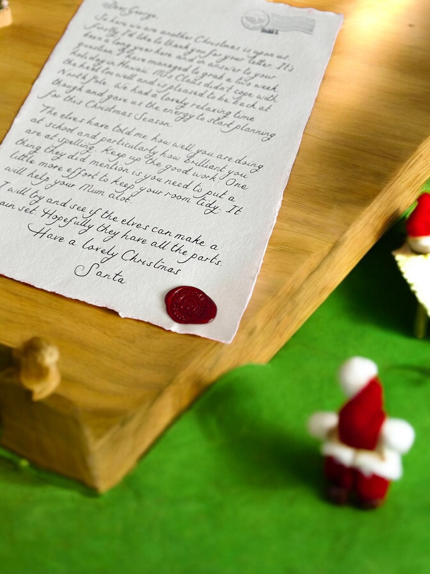 Handwritten Scroll from Santa with Red Wax Seal and ribbon