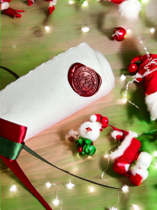 Handwritten Scroll from Santa with Red Wax Seal and ribbon