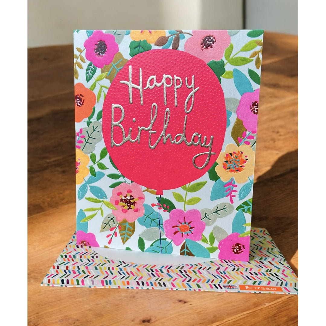 Happy Birthday Floral Balloon Card – by Paper Salad
