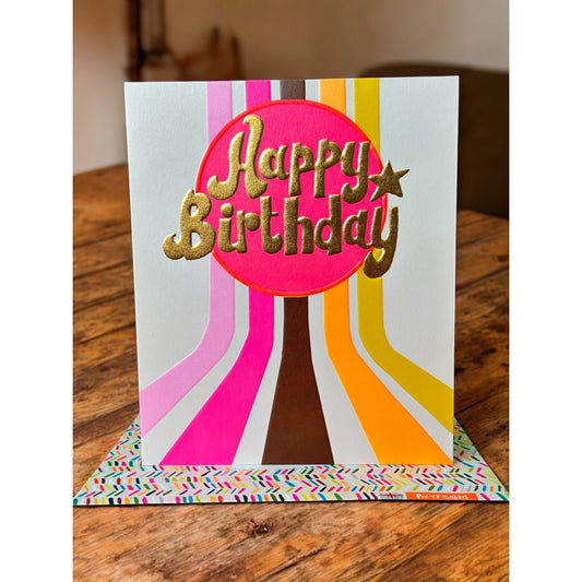 Happy Birthday Neon Stripes Card – by Paper Salad