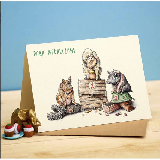 Funny Pork Medallions Pig Card