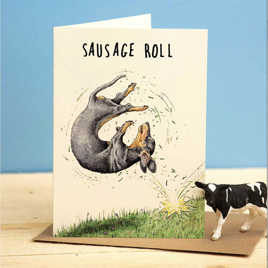 Funny Dachshund Sausage Roll Card
