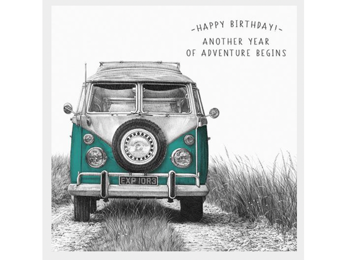 Camper Van Birthday Card Life in Pencil image 0