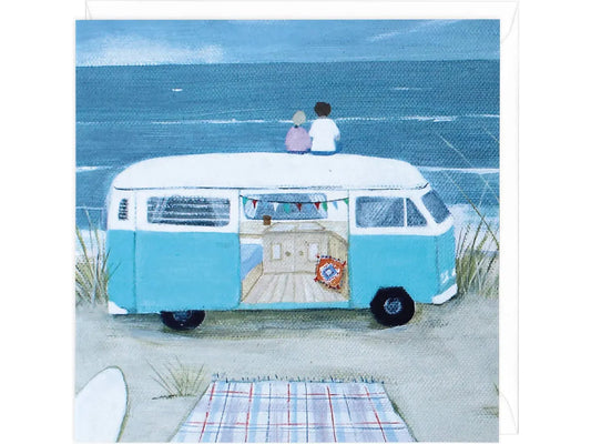 Blue Campervan Art Card image 0