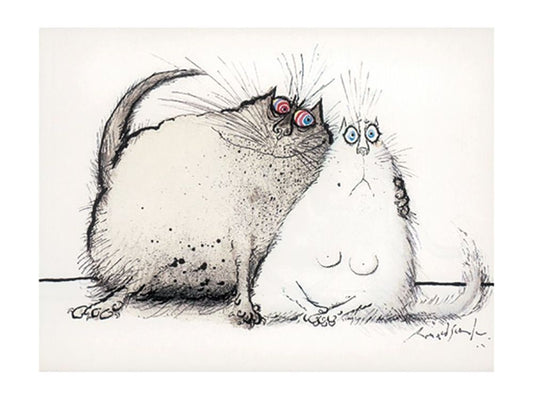 Cuddling Cats Card by Ronald Searle image 0