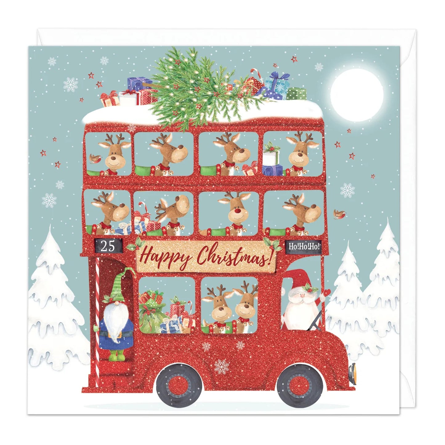 Festive Red Bus Christmas Card – Merry Christmas & Happy New Year