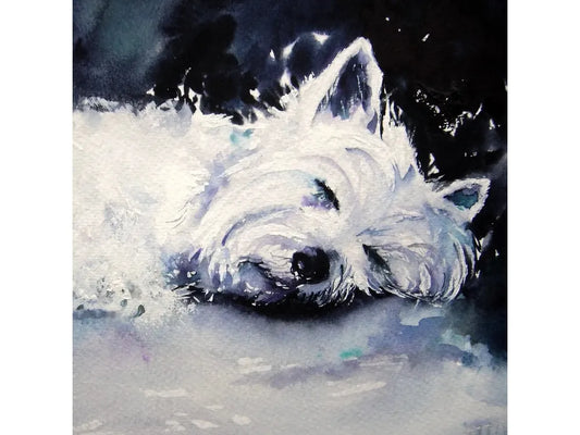 'Westie Asleep' Greeting Card image 0