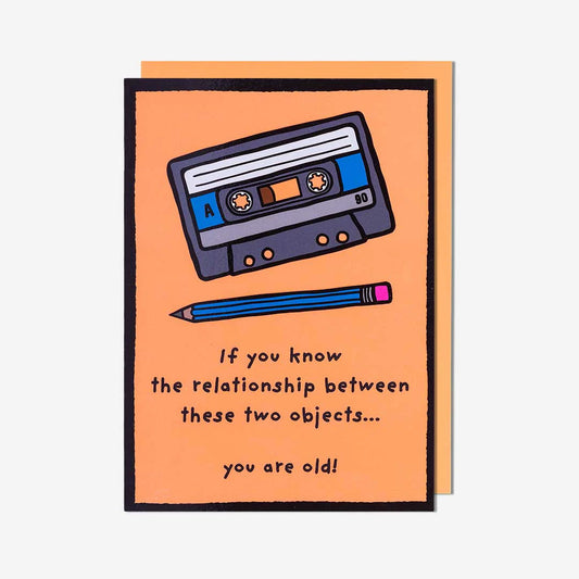 Cassette Tape and Pencil  Birthday Card